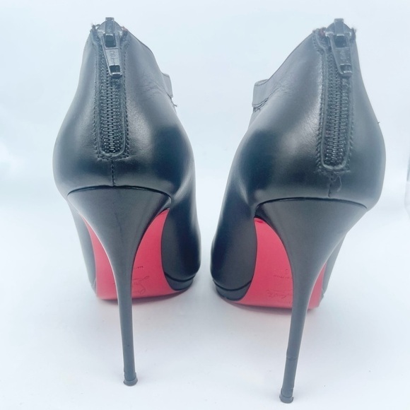 Christian Louboutin Black leather & Mesh peep toe Disorder booties 120mm EU 38 - Picture 8 of 15